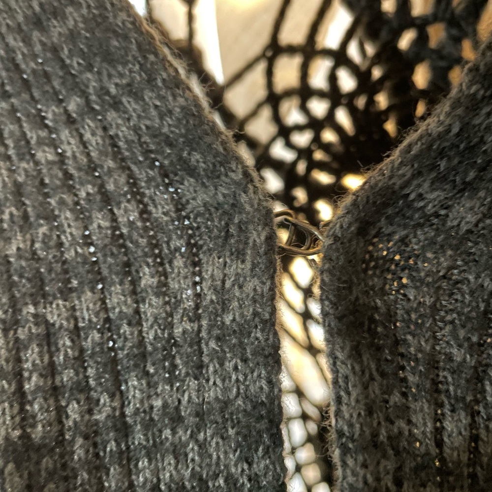 Free People Charcoal Gray Crochet Back Cape - Picture 5 of 6